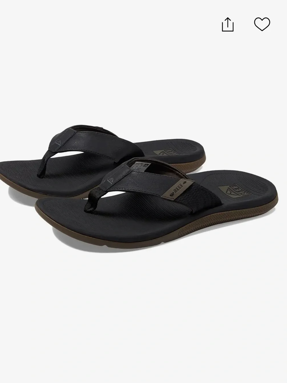 Reef Black Flip Flops with Brown Trim
